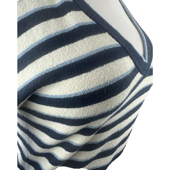 *Damaged* Veronica Beard Herbie Slit Neck Striped V-Neck Sweater Medium Flawed* - Picture 7 of 16